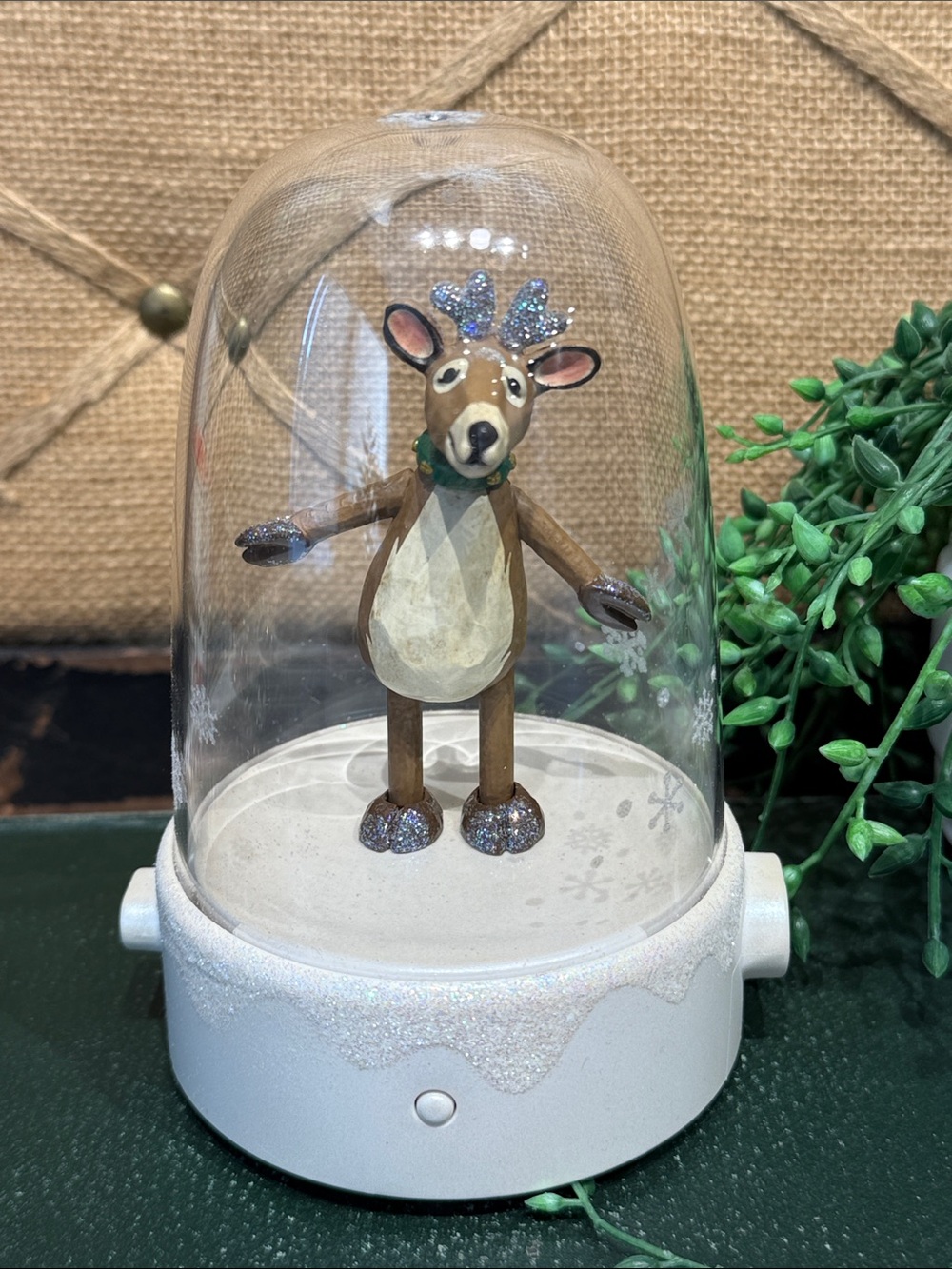 Hallmark Happy Tapper Reindeer Musical Dome Figurine